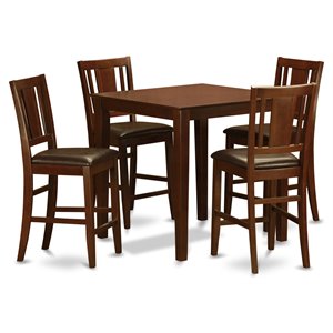 Pemberly Row 5-Piece Wood Dining Set with Stools in Mahogany Finish