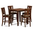 Pemberly Row 5-Piece Wood Dining Set with Stools in Mahogany Finish