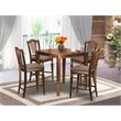 Pemberly Row 5-Piece Wood Dining Set with Microfiber Seats in Mahogany