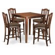 Pemberly Row 5-Piece Wood Dining Set with Microfiber Seats in Mahogany