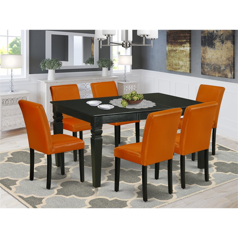Pemberly Row 7-Piece Wood Dining Set with Black and Baked Bean Finish