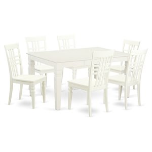 Pemberly Row 7-Piece Wood Dining Table Set in Linen White Finish