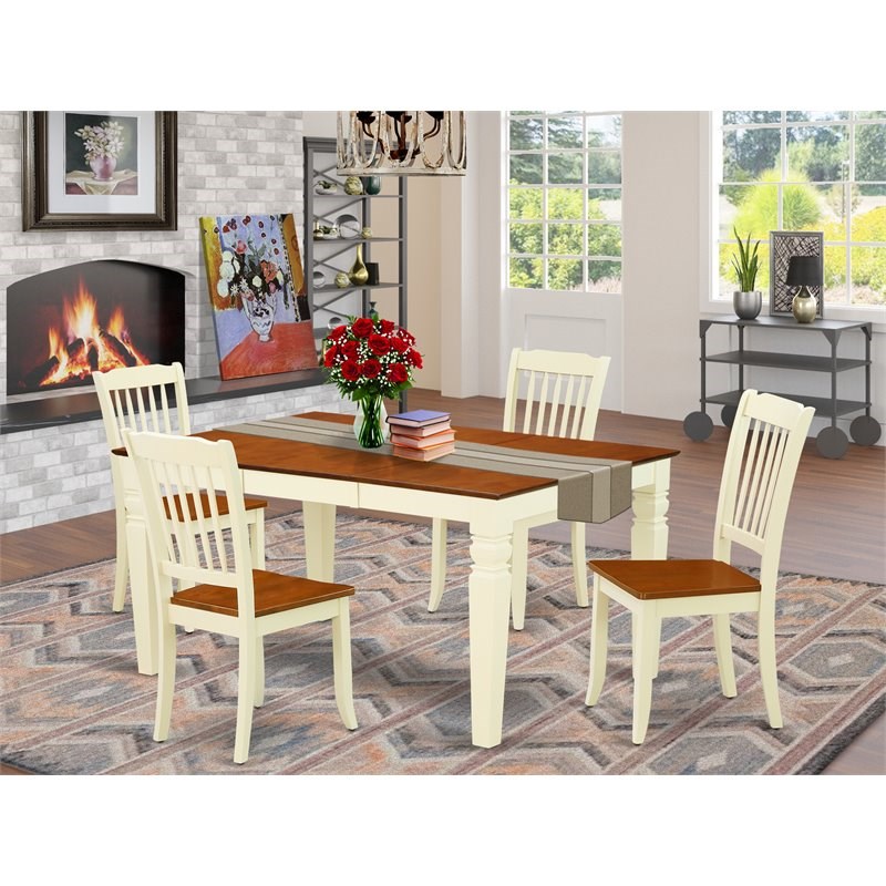 Pemberly Row 5-Piece Wood Dining Set in Buttermilk & Cherry Finish