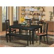 Pemberly Row 6-Piece Wood Dining Set in Black Finish with Bench