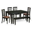 Pemberly Row 6-Piece Wood Dining Set in Black Finish with Bench