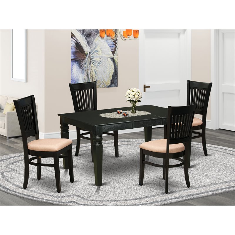Pemberly Row 5-Piece Traditional Wood Dining Set in Black Finish