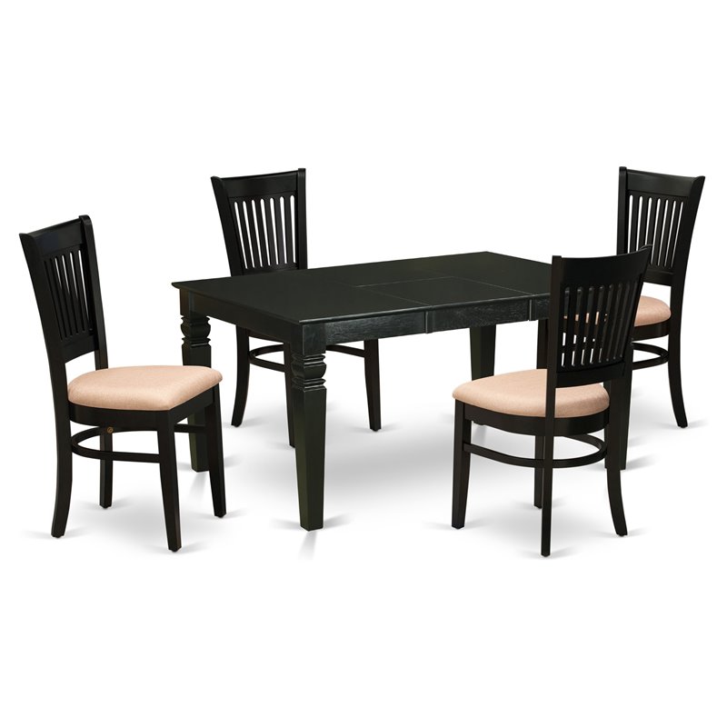 Pemberly Row 5-Piece Traditional Wood Dining Set in Black Finish