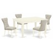 Pemberly Row 5-Piece Dining Set in Linen White and Doeskin Upholstery