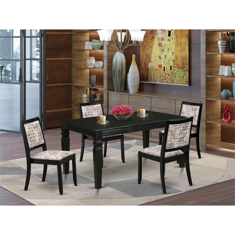 Pemberly Row 5-Piece Dining Set with Stacking Chairs in Black Finish
