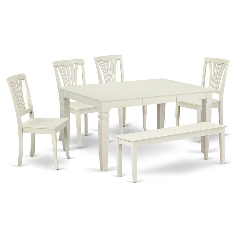 Pemberly Row 6-Piece Wood Dining Table Set in Linen White Finish