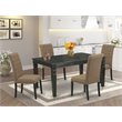 Pemberly Row 5-Piece Wood Dining Set with Parson Chairs in Black/Sable