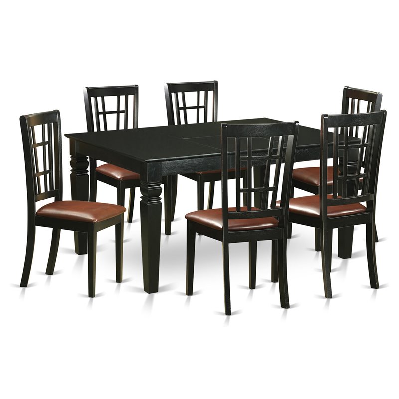 Pemberly Row 7-Piece Wood Dining Table Set with Black Finish