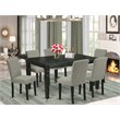 Pemberly Row 7-Piece Wood Dining Set in Black/Shitake Finish
