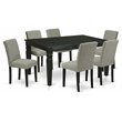 Pemberly Row 7-Piece Wood Dining Set in Black/Shitake Finish