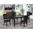 Pemberly Row 5-Piece Wood Dining Set with Slatted Back Chairs in Black