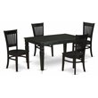 Pemberly Row 5-Piece Wood Dining Set with Slatted Back Chairs in Black