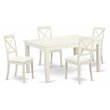 Pemberly Row 5-Piece Wood Dining Set with Leather Chairs in Linen White