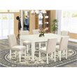 Pemberly Row 7-Piece Wood Dining Set with Fabric Seats in Linen White