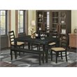 Pemberly Row 6-Piece Wood Kitchen Table Set in Black with Bench