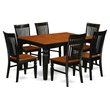 Pemberly Row 7-Piece Wood Dining Set in Black and Cherry with Storage Leaf