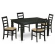 Pemberly Row 5-Piece Wood Dining Table Set in Black with Butterfly Leaf