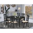 Pemberly Row 7-Piece Traditional Wood Dining Set in Black Finish