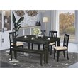 Pemberly Row 6-Piece Traditional Wood Dining Set with Bench in Black