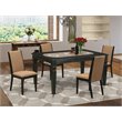 Pemberly Row 5-Piece Wood Dining Set with Parson Chairs in Black Finish