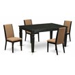 Pemberly Row 5-Piece Wood Dining Set with Parson Chairs in Black Finish