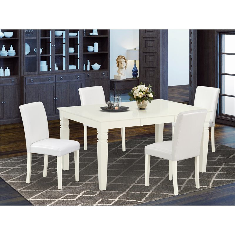 Pemberly Row 5-Piece Wood Dining Set with PU Leather Chair Seats