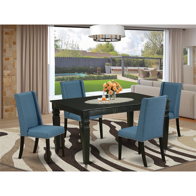 Pemberly Row 5-Piece Wood Dining Table Set with Black and Blue Finish