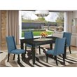 Pemberly Row 5-Piece Wood Dining Table Set with Black and Blue Finish