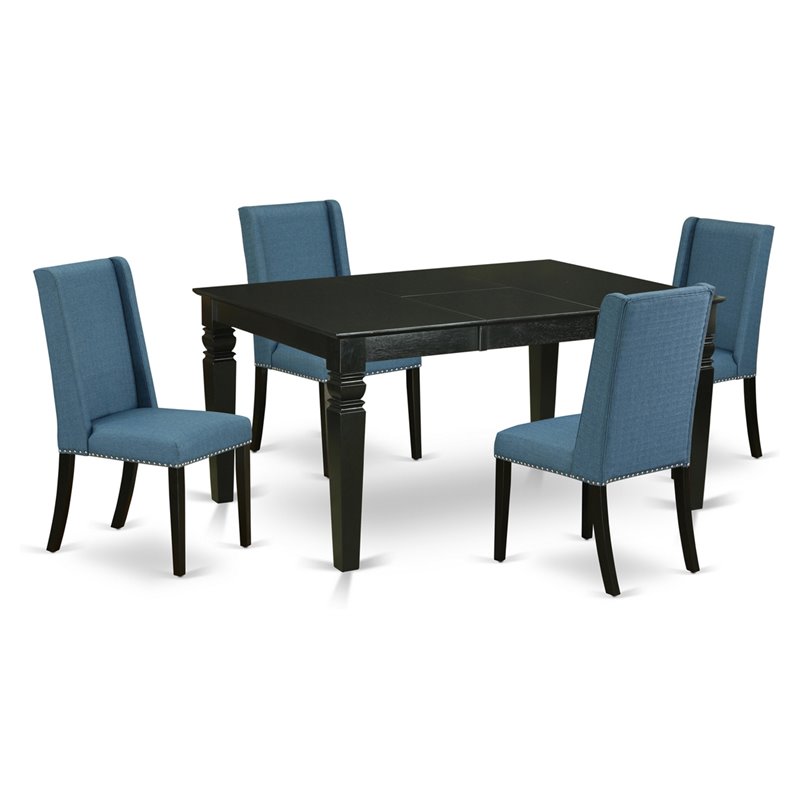 Pemberly Row 5-Piece Wood Dining Table Set with Black and Blue Finish