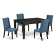 Pemberly Row 5-Piece Wood Dining Table Set with Black and Blue Finish