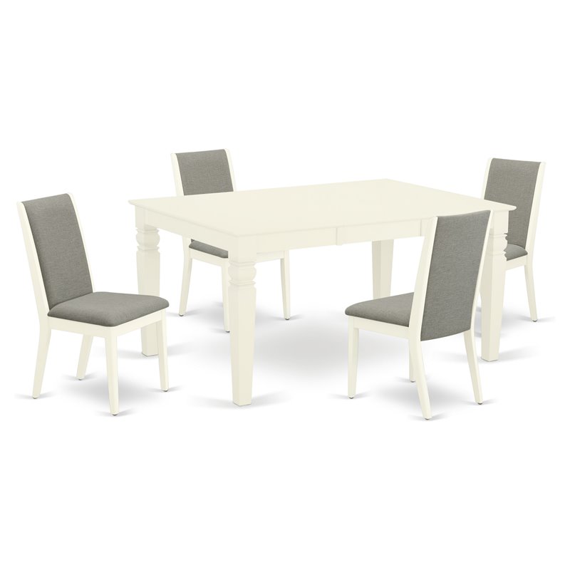 Pemberly Row 5-Piece Dining Set in Linen White with Upholstered Chairs