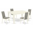 Pemberly Row 5-Piece Dining Set in Linen White with Upholstered Chairs