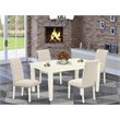 Pemberly Row 5-Piece Wood Dining Set in Linen White and Light Beige