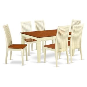 Pemberly Row 7-Piece Dining Table and Chair Set in Buttermilk and Cherry
