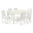 Pemberly Row 7-Piece Wood Dining Set with Parson Chairs in Linen White