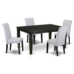 Pemberly Row 5-Piece Wood Dining Set in Black and Grayish Blue