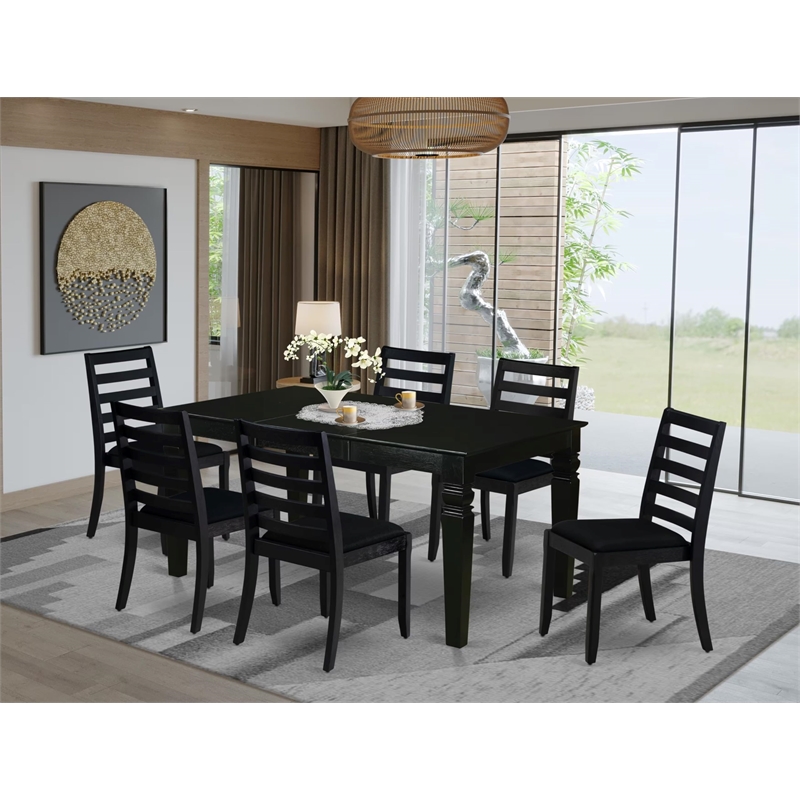 Pemberly Row 7-Piece Modern Dining Table Set in Black Finish
