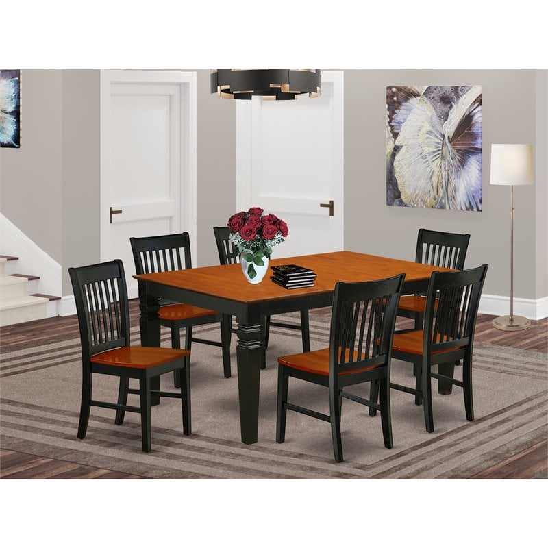 Pemberly Row 7-Piece Wood Dining Set with Black and Cherry Finish