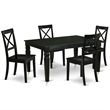 Pemberly Row 5-Piece Asian Hardwood Dining Set in Black Finish
