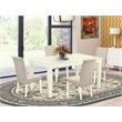 Pemberly Row 5-Piece Wood Dining Set in Linen White/Cream Finish