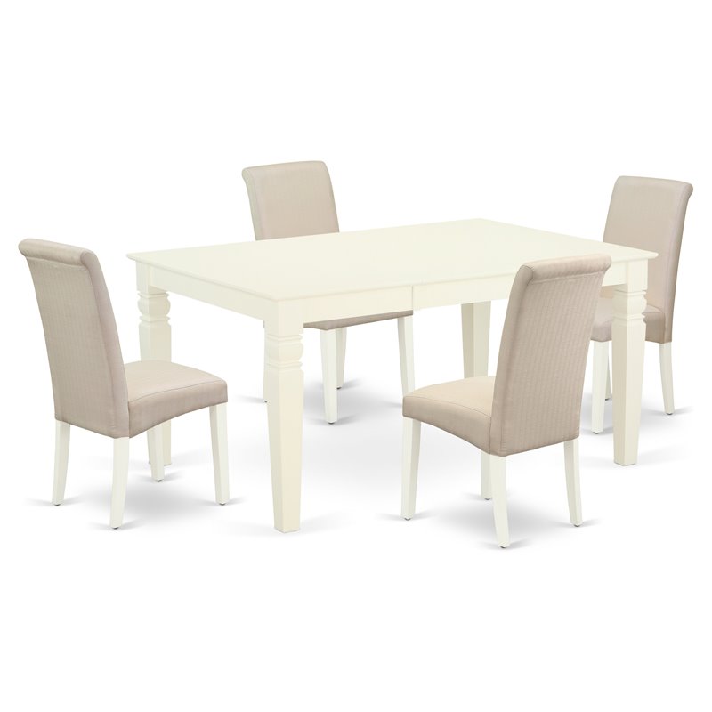 Pemberly Row 5-Piece Wood Dining Set in Linen White/Cream Finish