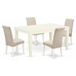 Pemberly Row 5-Piece Wood Dining Set in Linen White/Cream Finish