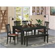 Pemberly Row 6-Piece Traditional Dining Set with Butterfly Leaf in Black