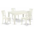 Pemberly Row 5-Piece Dining Set with Wood Seats in Linen White Finish