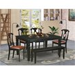 Pemberly Row 6-Piece Rubberwood Dining Set in Black with Bench