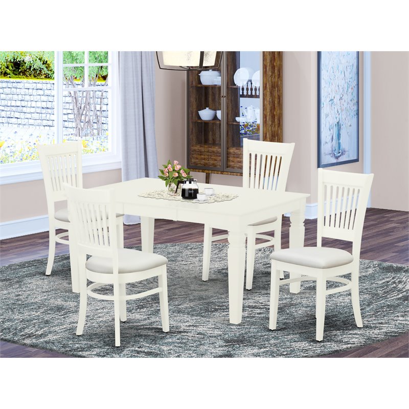 Pemberly Row 5-Piece Wood Table and Chair Dining Set in Linen White